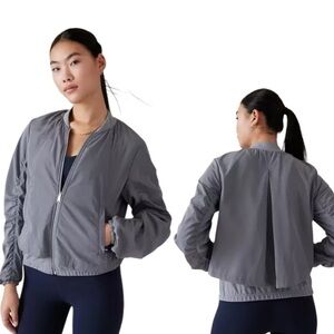 NWT Athleta Wayfarer Bomber Jacket Gray Woman’s S